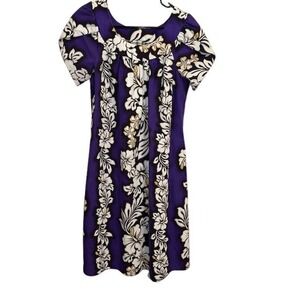 Vintage Royal Creations Hawaiian Muumuu Dress Purple Floral Print Size Small‎
